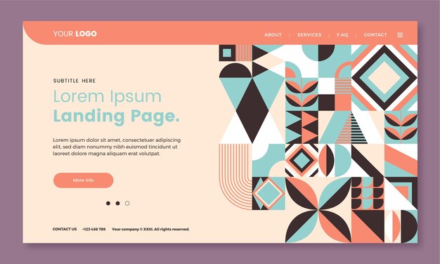 flat design geometric pattern landing page