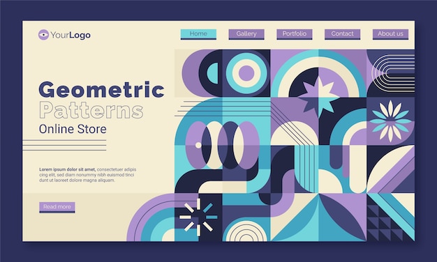 Flat design geometric pattern landing page