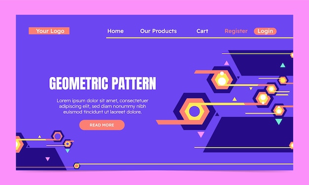 Flat design geometric pattern landing page