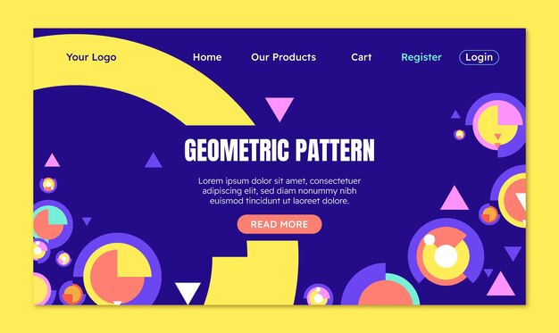 Flat design geometric pattern landing page