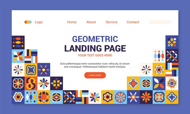 Flat design geometric pattern landing page