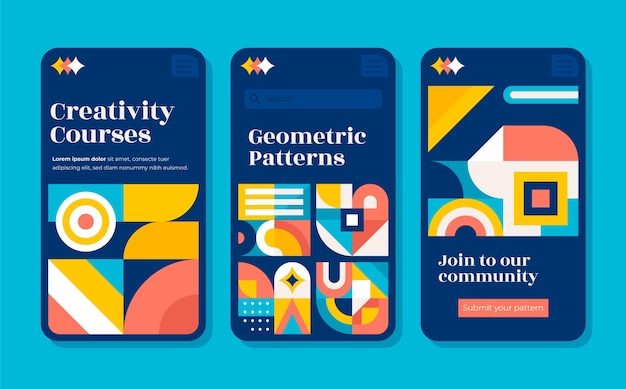 Free vector flat design geometric pattern mobile design template