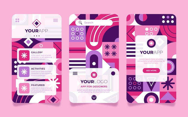 Free vector flat design geometric pattern mobile design template