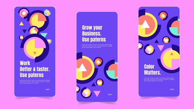 Flat design geometric pattern mobile design template