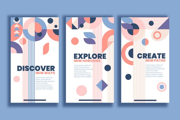 Flat design  geometric pattern mobile design template