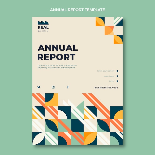Free vector flat design geometric real estate annual report template