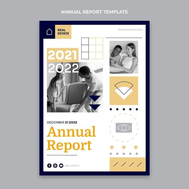 Flat design geometric real estate annual report