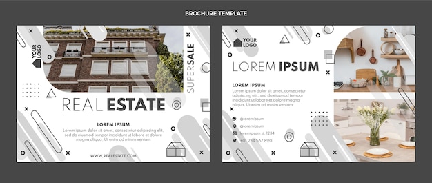 Vettore gratuito brochure immobiliare geometrica design piatto