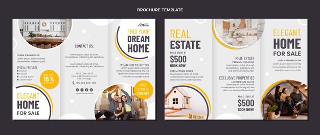 Flat design geometric real estate brochure
