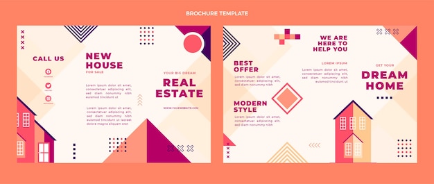 Flat design of geometric real estate brochure