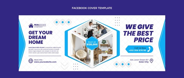 flat design geometric real estate facebook cover