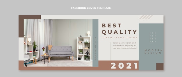 Vettore gratuito copertina facebook immobiliare geometrica design piatto