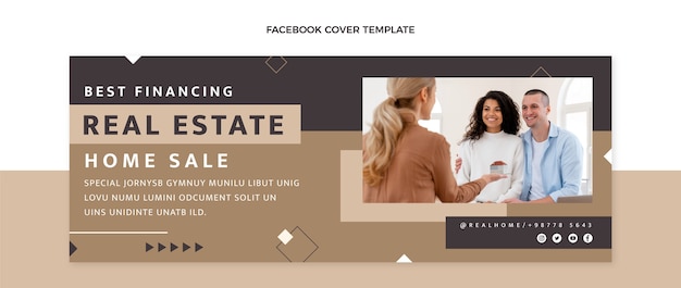 Flat design geometric real estate facebook cover