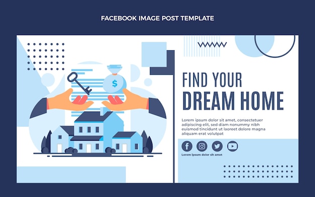 Flat design geometric real estate facebook post