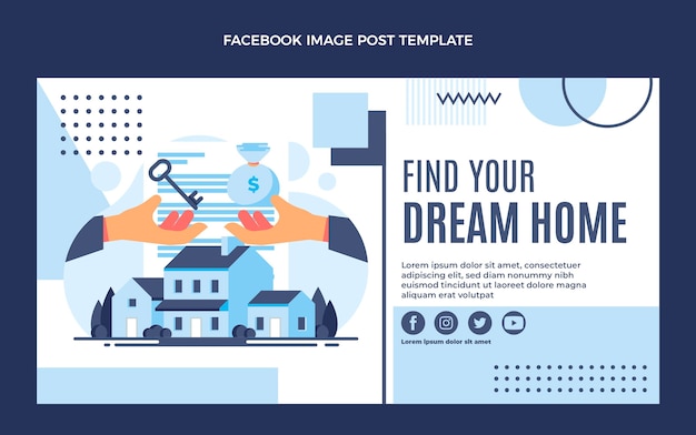 Free vector flat design geometric real estate facebook post