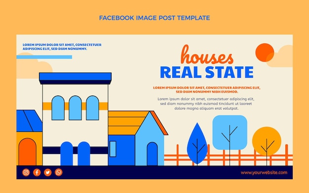 Free vector flat design geometric real estate facebook post