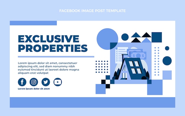 Free vector flat design geometric real estate facebook post