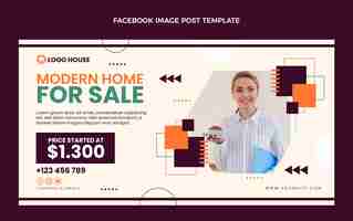 Free vector flat design geometric real estate facebook post