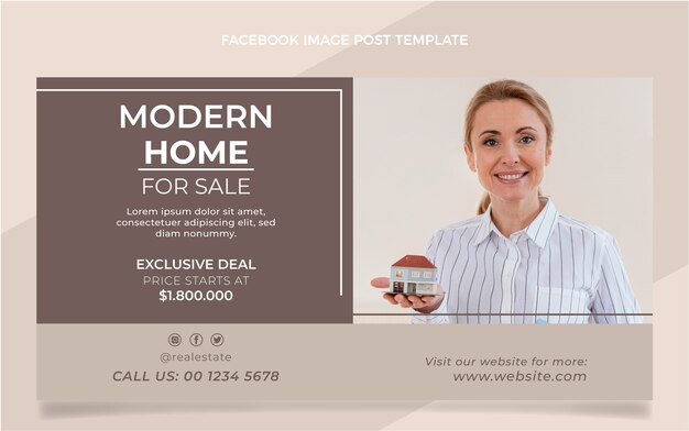 Flat design geometric real estate facebook post