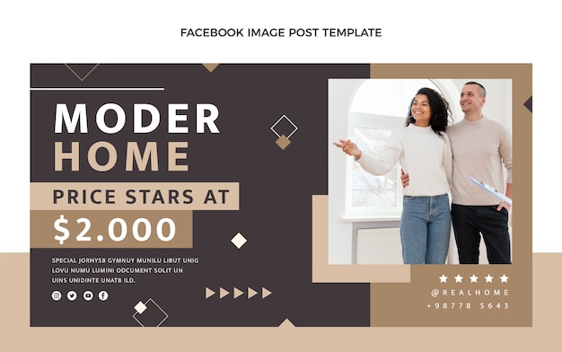 Flat design geometric real estate facebook post