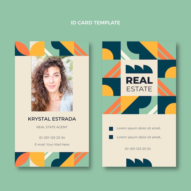 Flat design geometric real estate id card