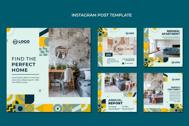 Flat design geometric real estate instagram post