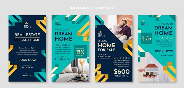 flat design geometric real estate instagram stories