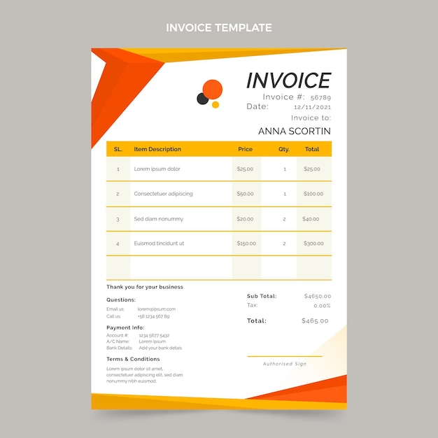 Free vector flat design geometric real estate invoice template