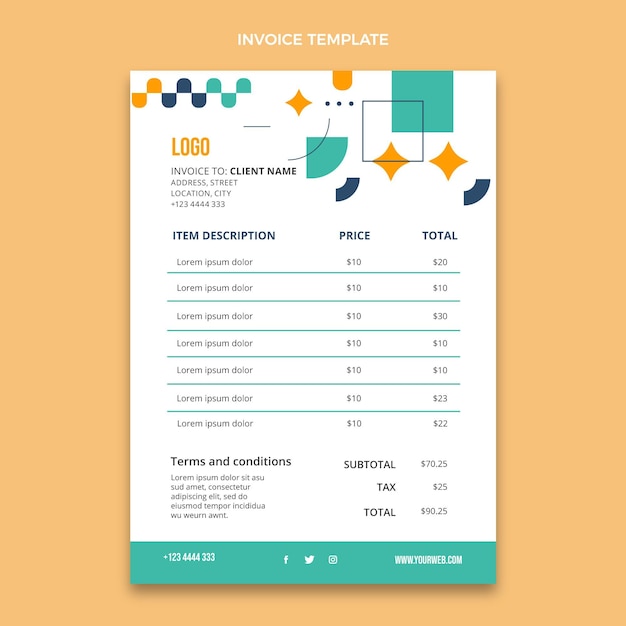 Free vector flat design geometric real estate invoice