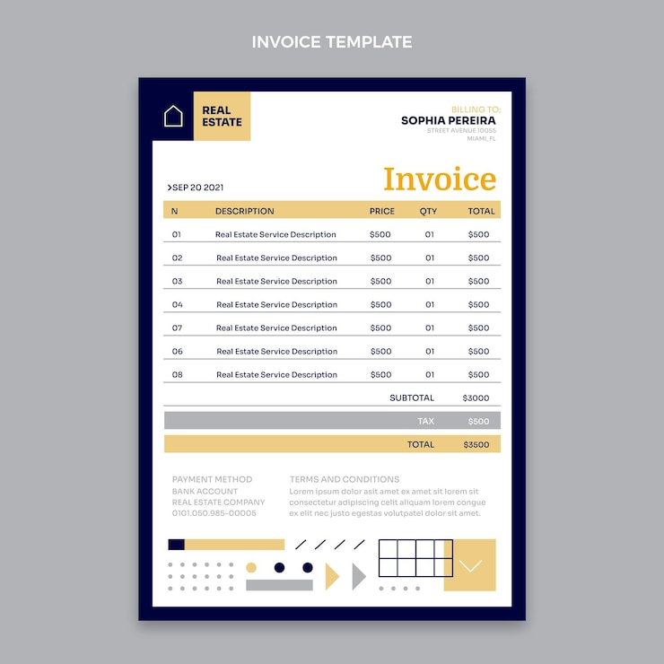 Free Vector flat design geometric real estate invoice