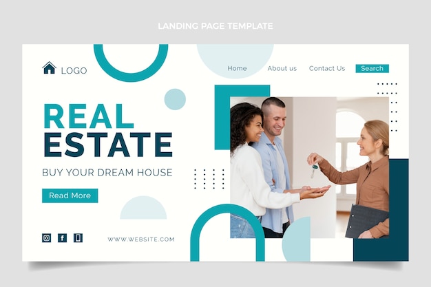 Free vector flat design  geometric real estate landing page template