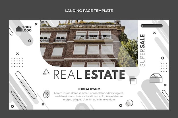 Flat design geometric real estate landing page