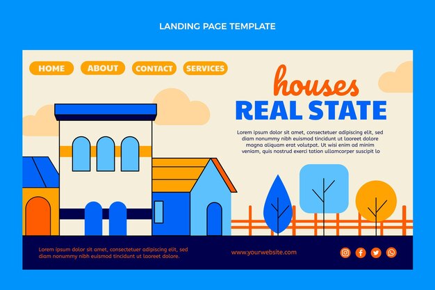 Free vector flat design geometric real estate landing page