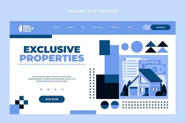 Flat design geometric real estate landing page
