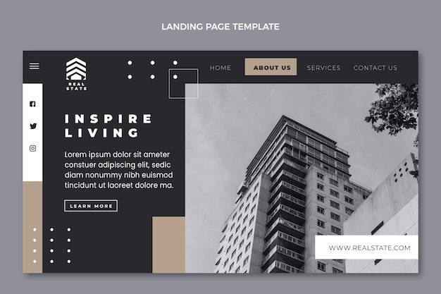 Flat design  geometric real estate landing page