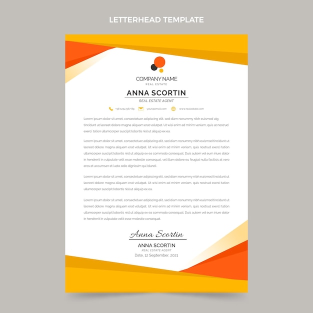 Flat design geometric real estate letterhead template