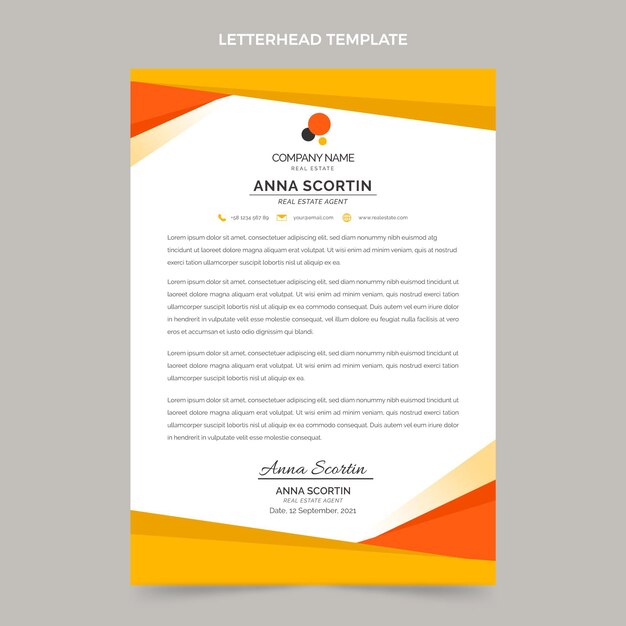 Flat design geometric real estate letterhead template