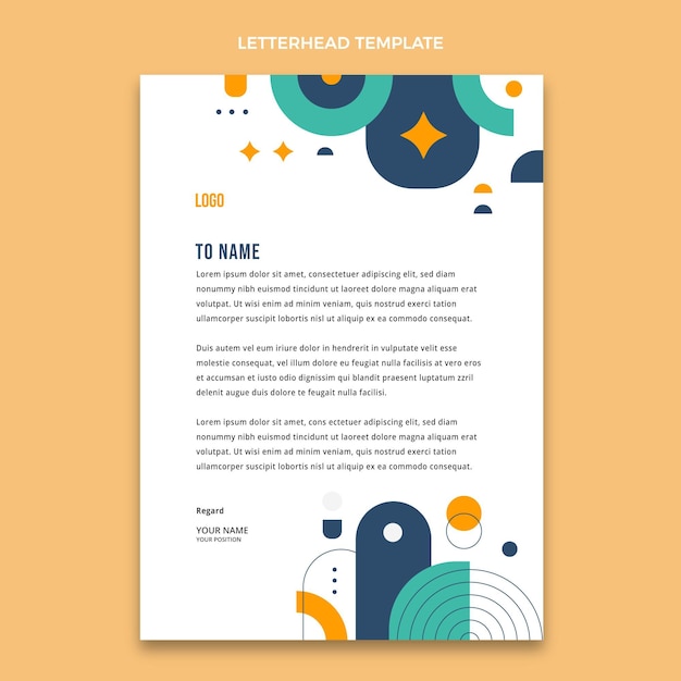 Flat design geometric real estate letterhead