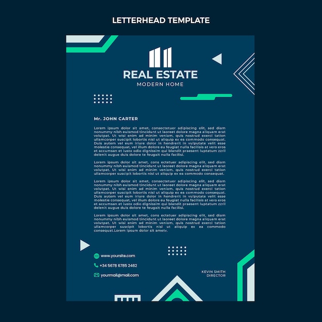 Free vector flat design geometric real estate letterhead