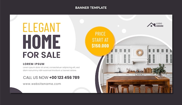 Flat design geometric real estate sale banner