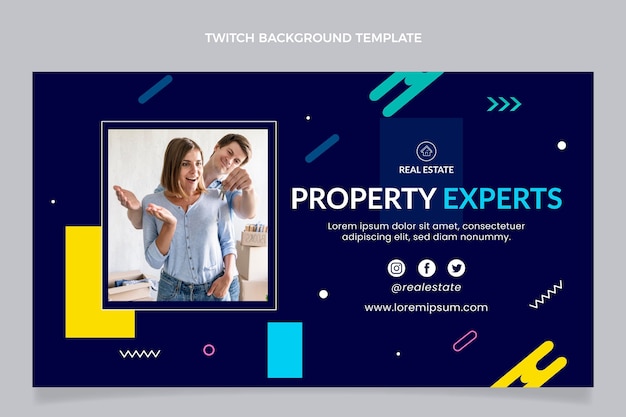 Flat design geometric real estate twitch background