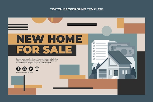 Flat design geometric real estate twitch background