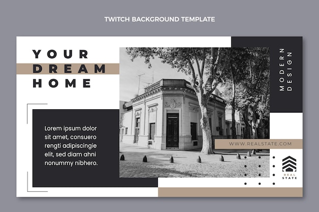 Free vector flat design geometric real estate twitch background