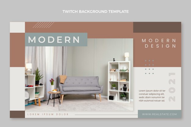 Flat design geometric real estate twitch background