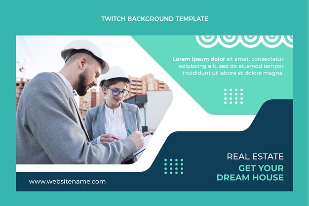 Flat design geometric real estate twitch background