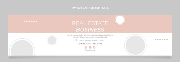 Плоский дизайн геометрической недвижимости twitch баннер