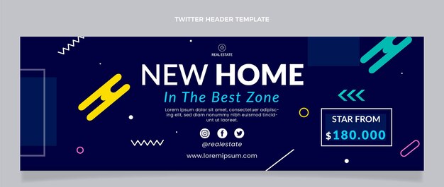 Flat design geometric real estate twitter header