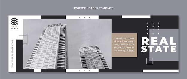 Flat design geometric real estate twitter header