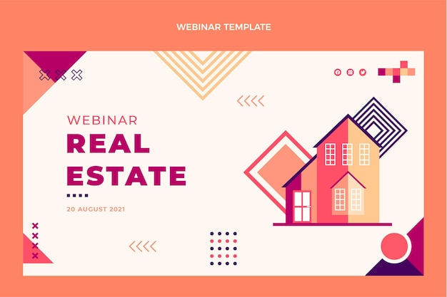 Vettore gratuito design piatto del webinar immobiliare geometrico