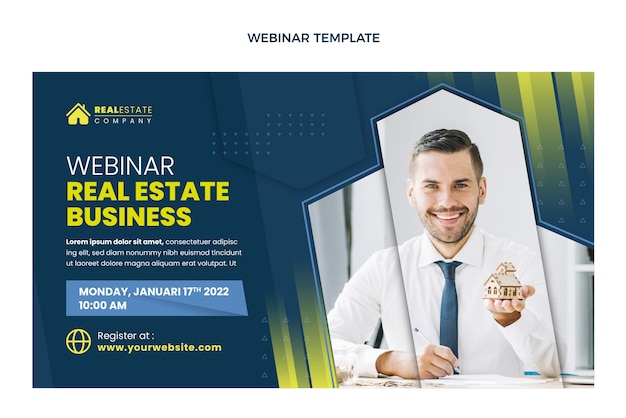 Free vector flat design geometric real estate webinar